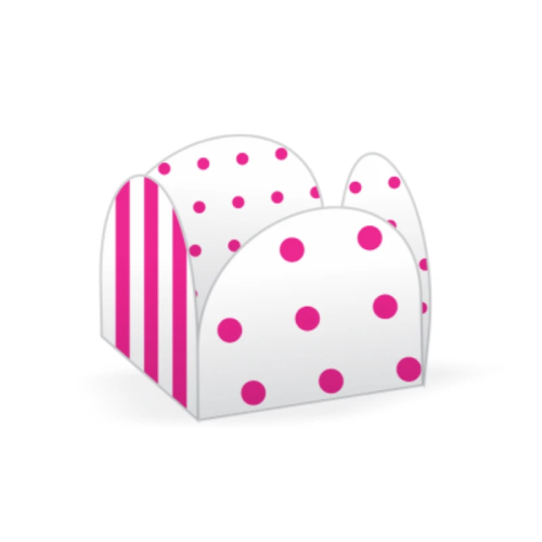 Porta Forminha 4 pétalas Listras e Poá Pink NC Toys - Pacote com 50UN