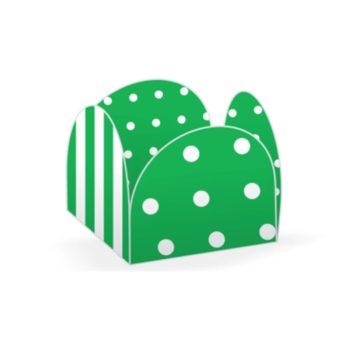 Porta Forminha 4 pétalas Listras e Poá Verde e Branco NC Toys - Pacote com 50UN