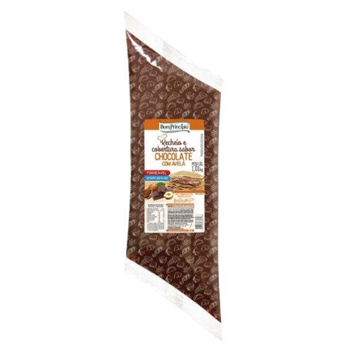 Recheio Bom Princípio Sabor Chocolate com Avelã - Embalagem com 1,01KG
