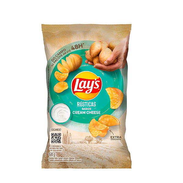 Batata Lays Rústicas Sabor Cream Cheese -  Pacote com 68G