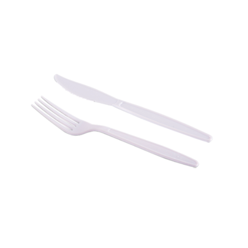 Kit Garfo e Faca Máster Cor Branco - Embalagem com 25 Kits