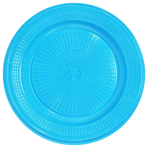 Prato Raso Descartável Trik Trik Azul Claro 15CM - Pacote com 10 UN