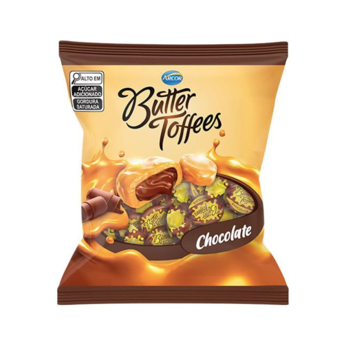 Bala Butter Toffees Sabor Chocolate - Embalagem com 100G