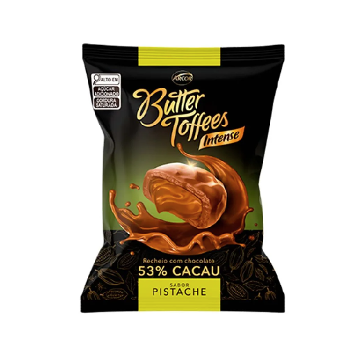 Bala Butter Toffees Intense Sabor Pistache - Embalagem com 90G