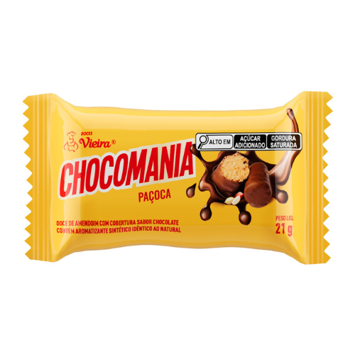 Chocolate Vieira Chocomania Paçoca - Embalagem com 21G
