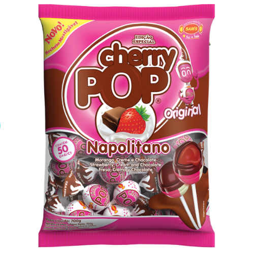 Pirulito Pop Gum Napolitano - Embalagem com 700G