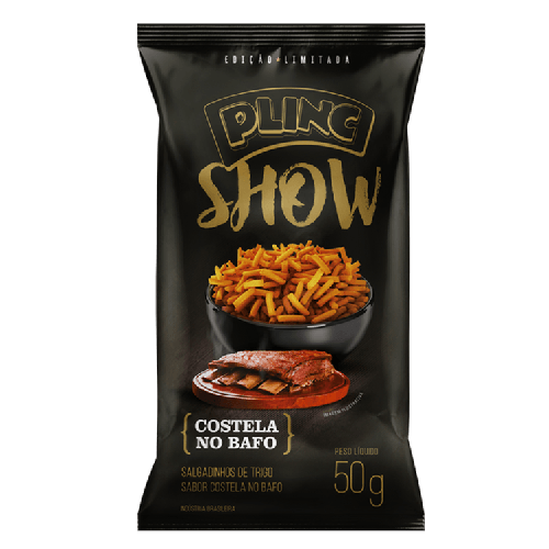 Salgadinho Aperitivo Plinc Show Sabor Costela no Bafo - Pacote com 50G