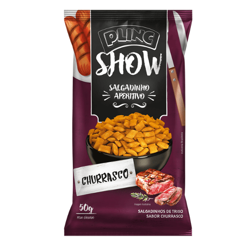 Salgadinho Aperitivo Plinc Show Sabor Churrasco - Pacote com 50G