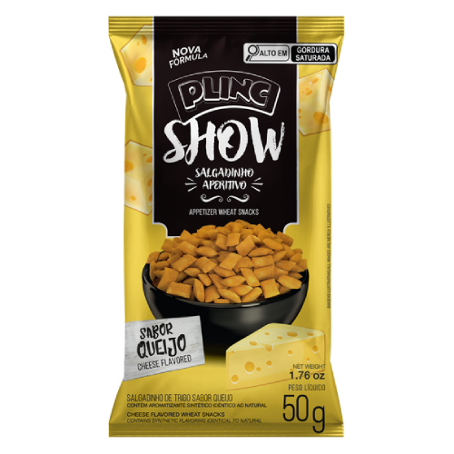 Salgadinho Aperitivo Plinc Show Sabor Queijo - Pacote com 50G