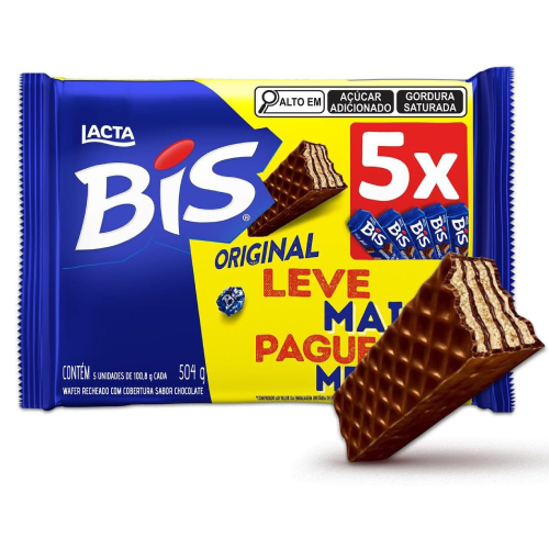 Wafer Bis ao Leite - Kit com 5 unidades de 100,8G