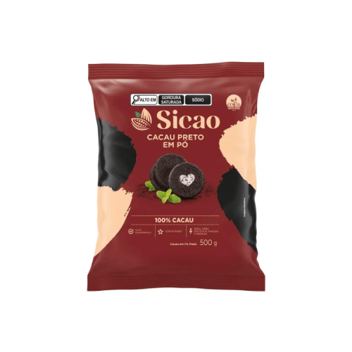 Cacau Preto em Pó Sicao 100% Cacau - Embalagem com 500G
