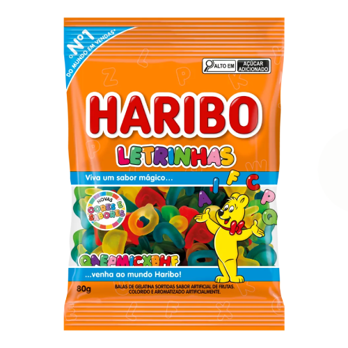 Bala de Gelatina Haribo Letrinhas - Pacote com 80G