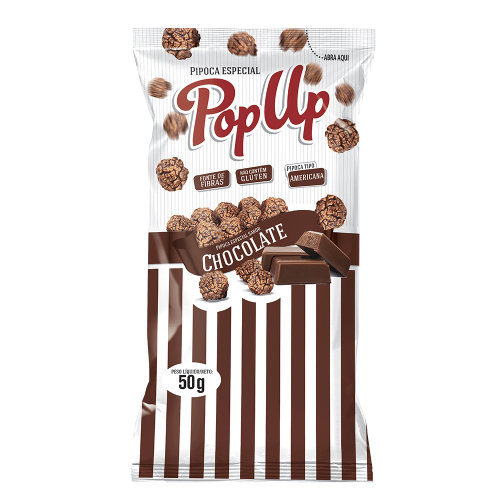 Pipoca Especial Pop Up Sabor Chocolate - Pacote com 50G