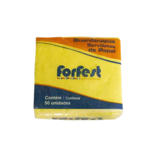 Guardanapo de Papel Forfest Amarelo 20X22CM - Pacote com 50UN