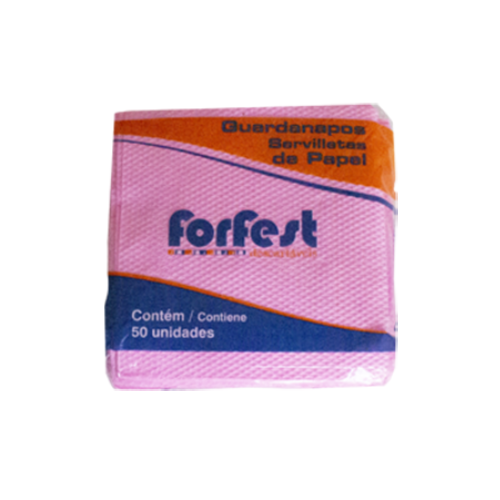 Guardanapo de Papel Forfest Rosa Claro 20X22CM- Pacote com 50UN