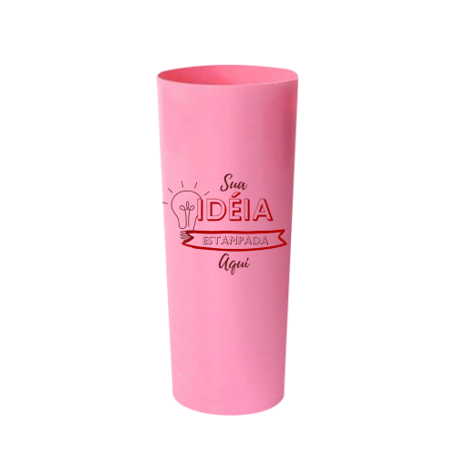 Copo Long Drink Cor Rosa Claro 350ML Personalizado