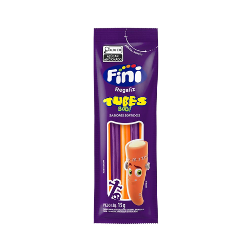 Gelatina Tubes Boo Sabores Sortidos - Pacote com  15G