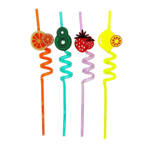 Canudo Silver Divertido Frutas - Embalagem com 4 UN