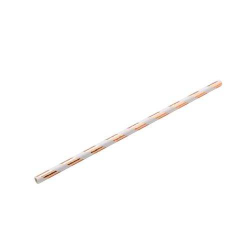 Canudos de Papel Listrado Rose - Pacote com 12 UN