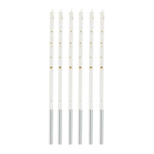 Vela Palito Gigante Branco Com Dourado 17CM - Pacote com 6UN