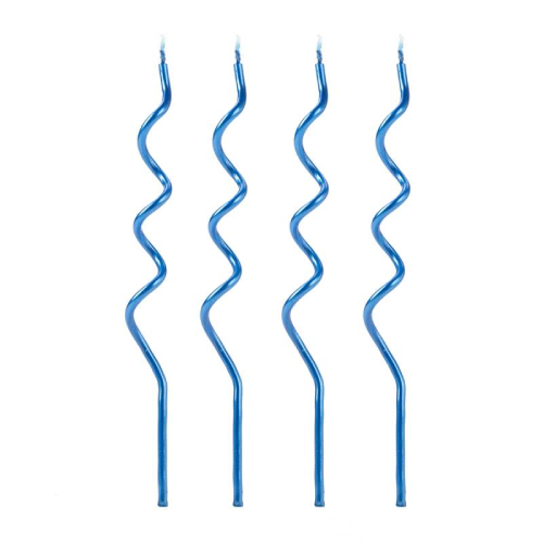 Vela Espiral Azul 14CM - Pacote com 4UN