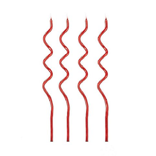 Vela Espiral Vermelha 14CM - Pacote com 4UN