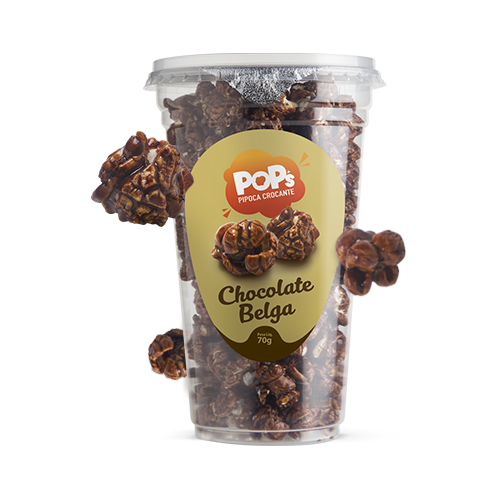 Pipoca Pop´s Sabor Chocolate Belga - Pote com 70G