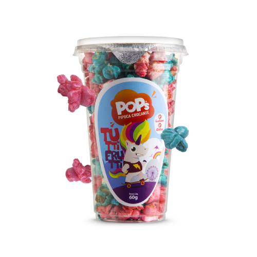 Pipoca Pop´s Sabor Tutti Frutti - Pote com 60G