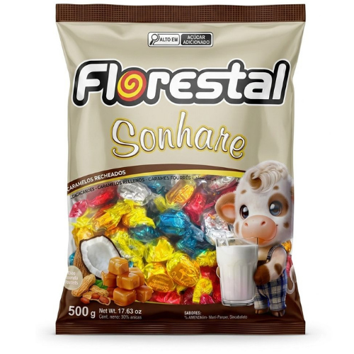 Caramelo Recheado Florestal Sonhare - Embalagem com 500G