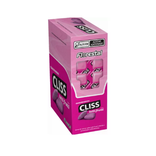 Chiclete Cliss Sabor Tutti Frutti - Display com 12UN