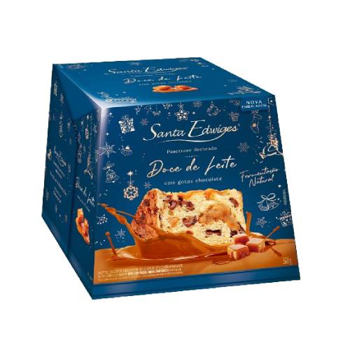 Panettone Santa Edwiges Premium Recheado Doce de Leite e Gotas de Chocolate 500G