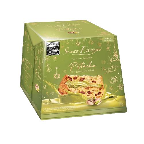 Panettone Santa Edwiges Premium Recheado Pistache Com Gostas de Chocolate 500G