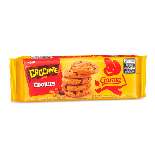 Cookie Garoto Crocante com Gotas Sabor Chocolate - Embalagem com 60G