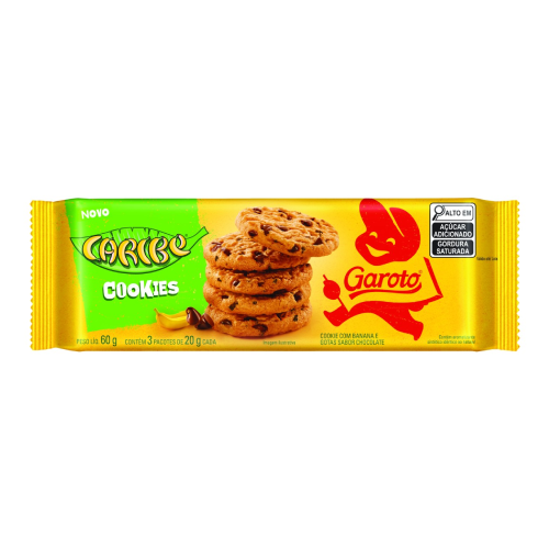 Cookie Garoto Caribe com Gotas Sabor Chocolate - Embalagem com 60G