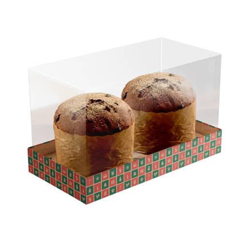 Caixa Ideia Kraft Merry Christmas Para Dois Minis Panettones