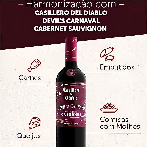 Vinho Devils Carnaval Carbenet Casillero del Diablo - Garrafa com 750ML
