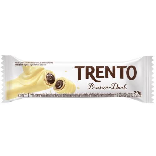 Chocolate Wafer Trento Branco Dark - Embalagem com 29G