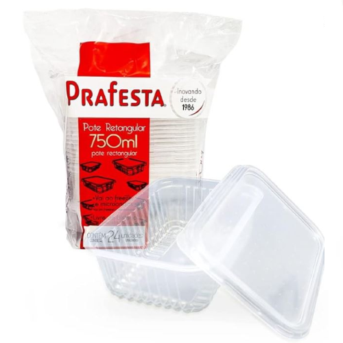 Pote Retangular Prafesta 750ML - Pacote com 24UN