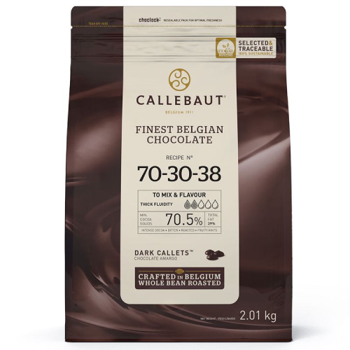 Chocolate Belga Callebaut 70-30-38 Amargo 70.5% Cacau Gotas - Pacote com 2,01KG