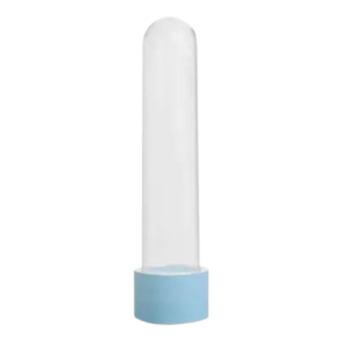 Tubete Cristal 13CM com Tampa Azul Bebê - Pacote com 10UN