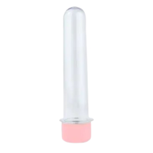 Tubete Cristal 13CM com Tampa Rosa Bebê - Pacote com 10UN