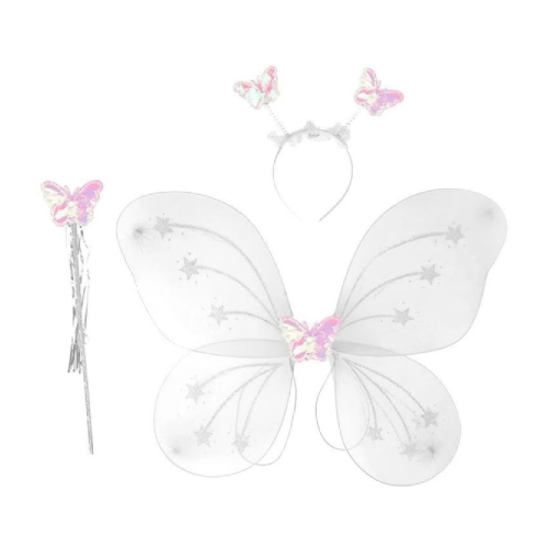 Fantasia Borboleta Branca 50x38CM - Kit com 3 Peças
