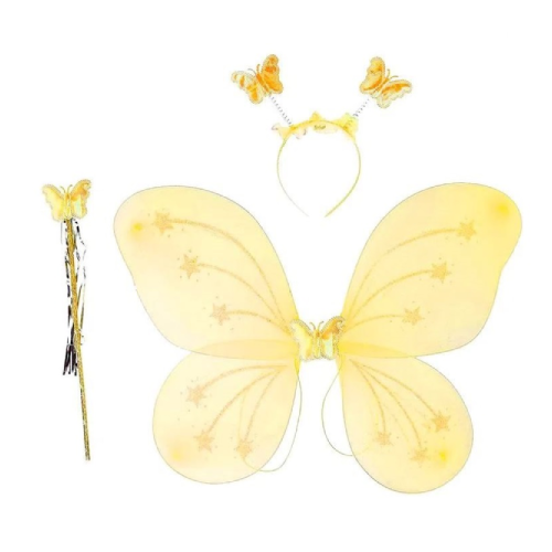 Fantasia Borboleta Amarelo 50x38CM - Kit com 3 Peças