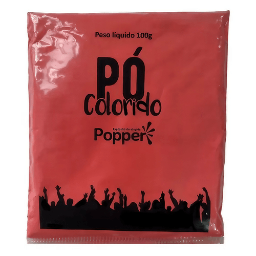 Pó Colorido Popper Vermelho - Pacote com 100G