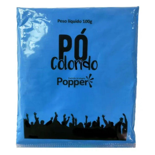 Pó Colorido Popper Azul - Pacote com 100G