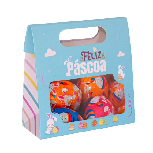 Saco com Alça e Visor Páscoa Colorida