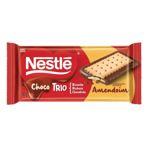 Chocolate Nestlé Chocotrio Amendoim - Embalagem com 90G