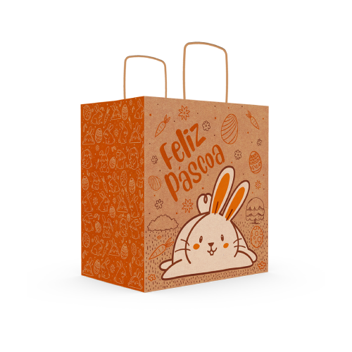Sacola Eco Kraft Páscoa Divertida 25X12X34CM