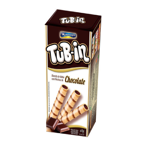 Biscoito Wafer Tub-in Recheio Sabor Chocolate - Caixa com 48G