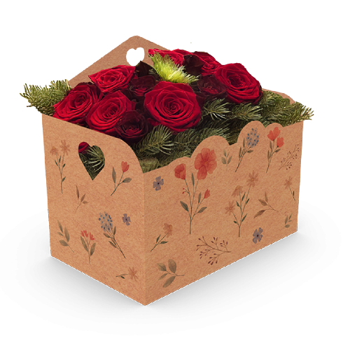 Cesta Kraft  Envelope Flores do Campo